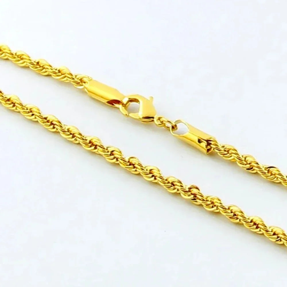 Hot Y2K 18K Gold Necklace 4MM Twisted Rope Twist Electroplating
