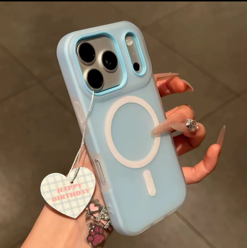 Candy Color 2 IN 1 For Magsafe Case For iPhone 17 Pro Max 16 15 14 13 12 11 Pro Air Magnet Wireless Charger Matte Cover Funda