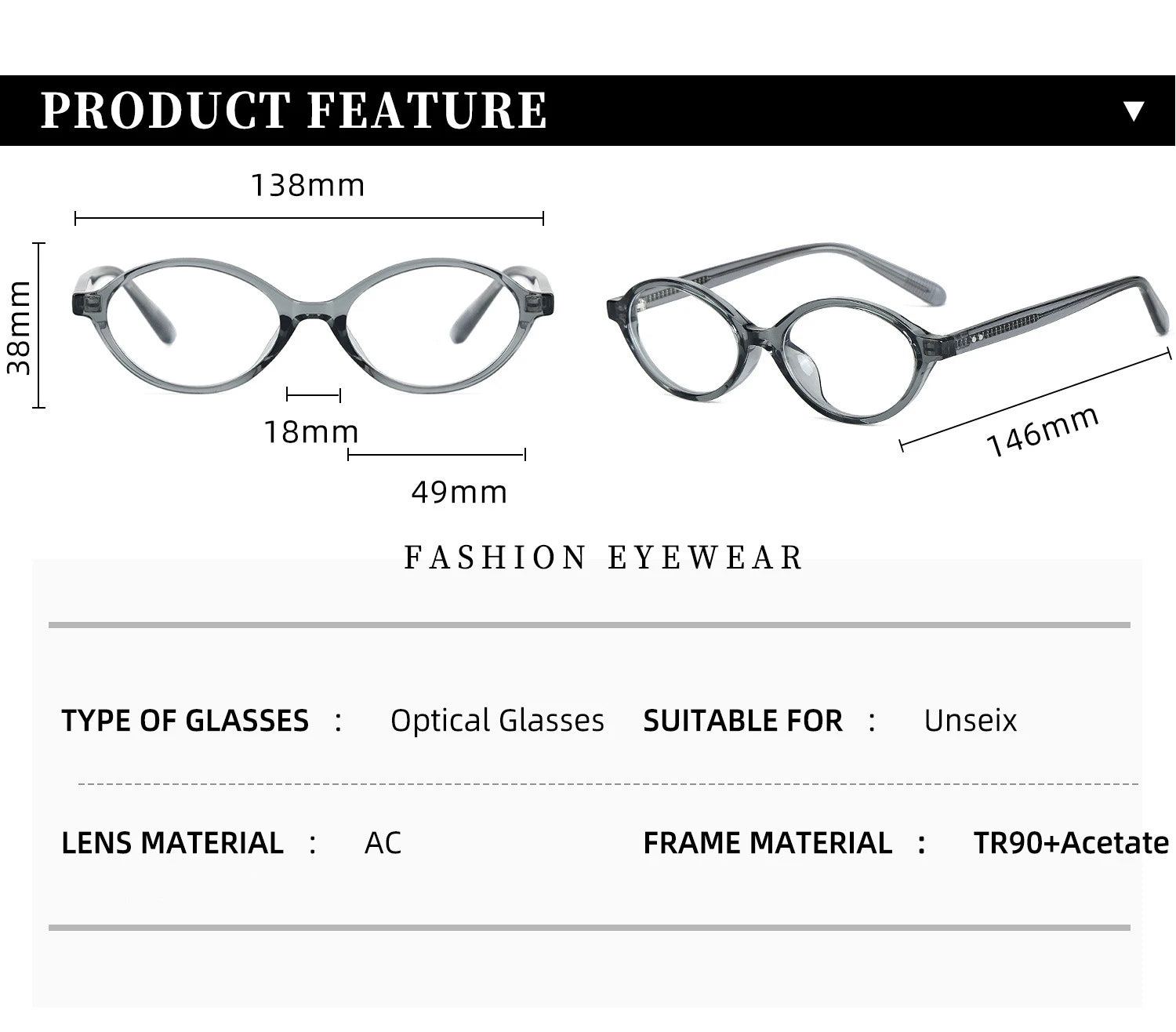 VICKY Fashion Delicate Oval Small Myopia Frames Women Reading Glasses Anti-Blue Light Customizable Prescription Glasses K9142