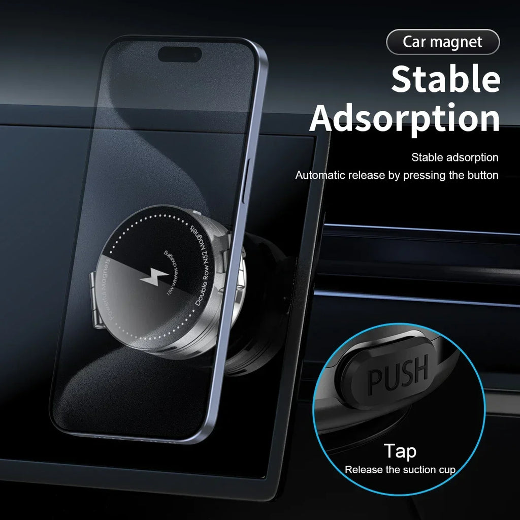 Car Magnetic&Vacuum Suction Cup Phone Holder Wireless Charger Foldable Stand For Magsafe iPhone 16 15 14 13 12 Pro Fast Charging