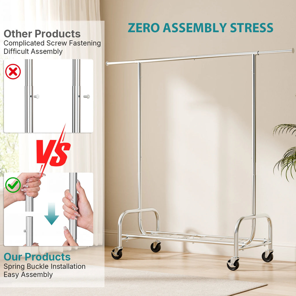 MCQ 70IN Heavy Duty Clothes Racks with Wheels Entryway