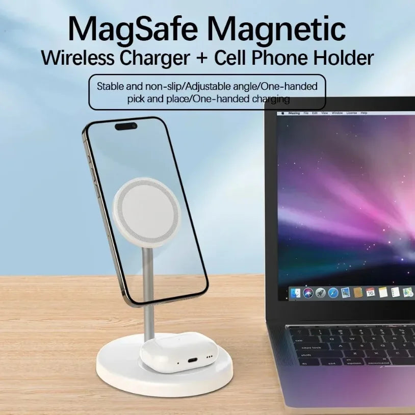 Upgraded Magnetic 2 in 1 Wireless Charger Stand For iPhone 16-12 Pro Max AirPod Pro Fast Phone Charging Station Holder