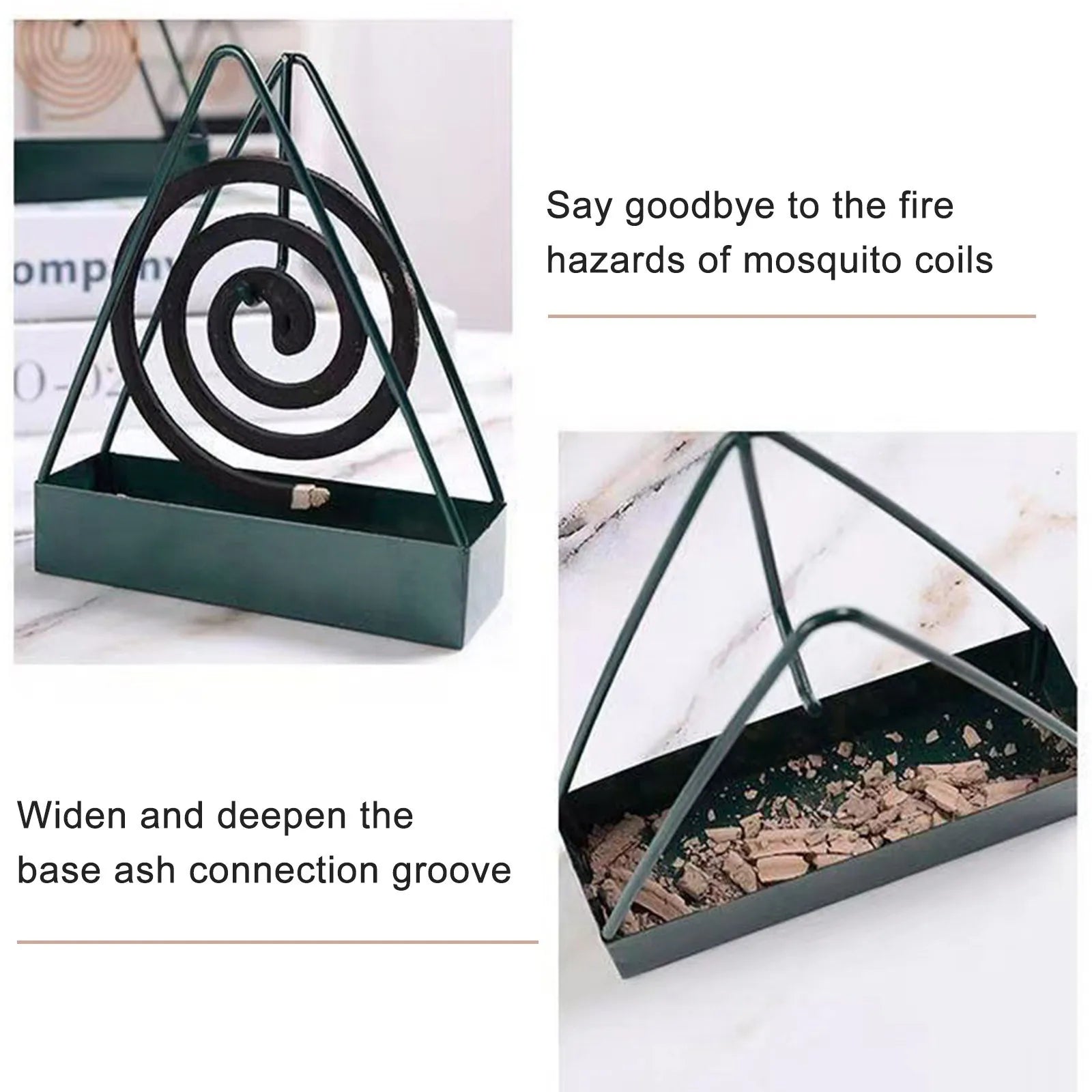 Anti-Scald Mosquito Coil Holder With Tray Creative Wrought Iron Triangular Shape Mosquito Repellent Incense Rack Home Decor Tool