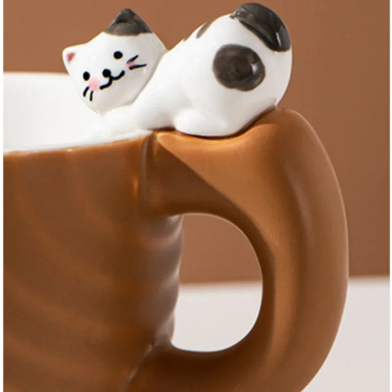Creative Cartoon Cat Ceramic Mug Cute Cat Cup Children's Milk Breakfast Home Office Coffee Cups Tea Cup Gift Frends Drinkware