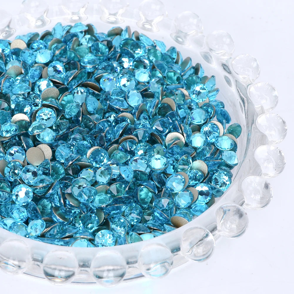 SS10-SS30 2088 Blue 8 Big 8 Small Non Hotfix Diy Strass Crystal Rhinestones Stick On Nail Art Decorations DIY Needlework Clothes