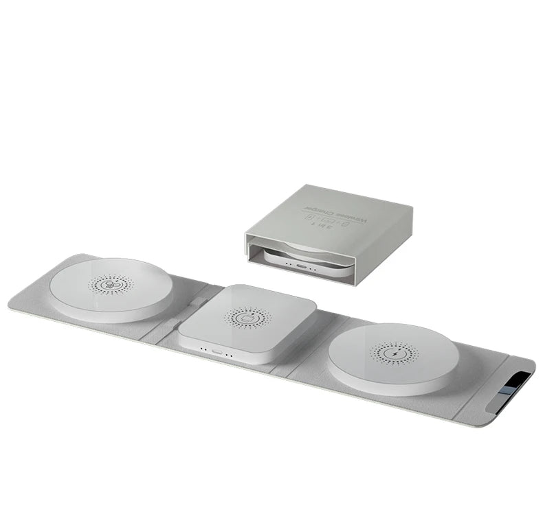 3 In 1 Magnetic Wireless Charger 30W Fast Charging Station Pad Foldable Phone Chargers Stand for iPhone 16-12 IWatch 8 7