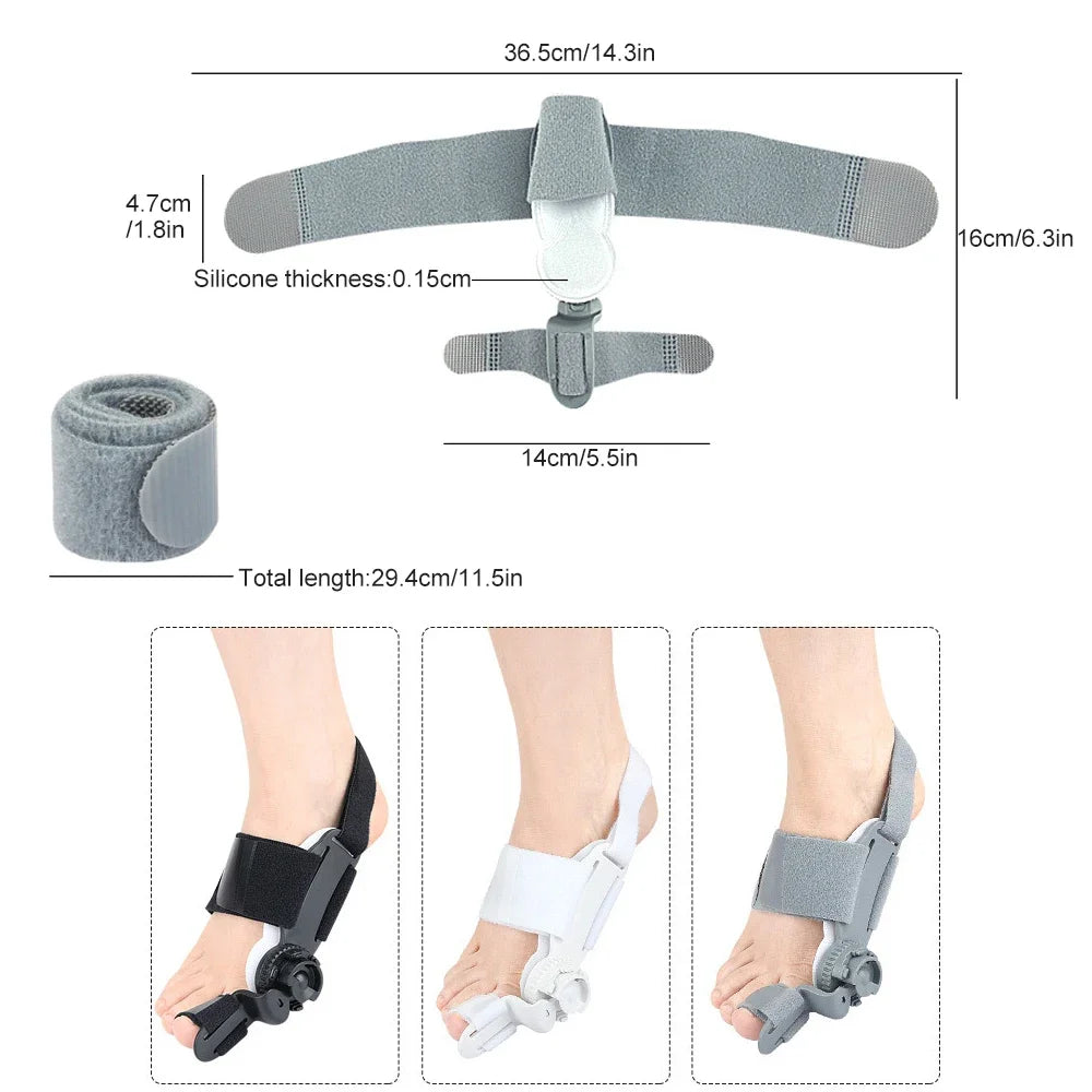 Bunion Corrector for Women & Men - Adjustable Knob Brace with Toe Separator & Anti-Slip Heel Strap, Big Toe Pain Relief (1PC)