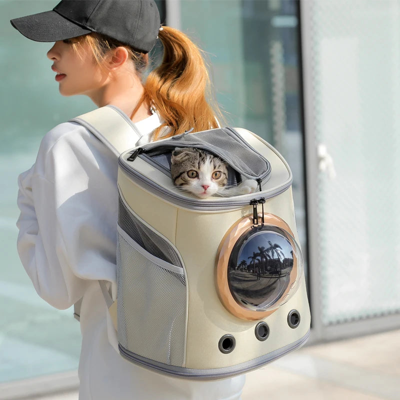 Expandable Space Capsule Pet Backpack, Large Capacity Dog & Cat Carrier with Breathable Design for Travel