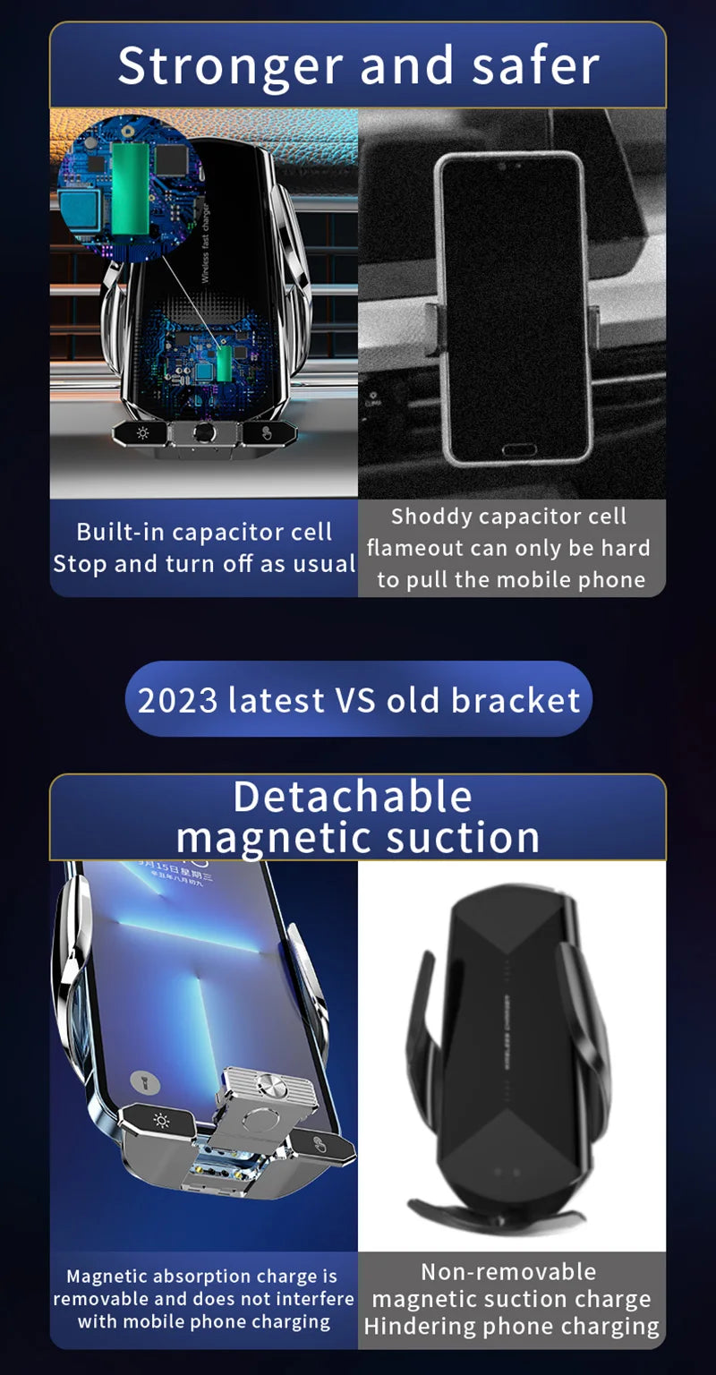 Gravity Car Holder Stand Wireless Charger Phone Air Vent Clip Mount Mobile Cell Gps Support for Iphone 14 13 12 X Samsung Xiaomi
