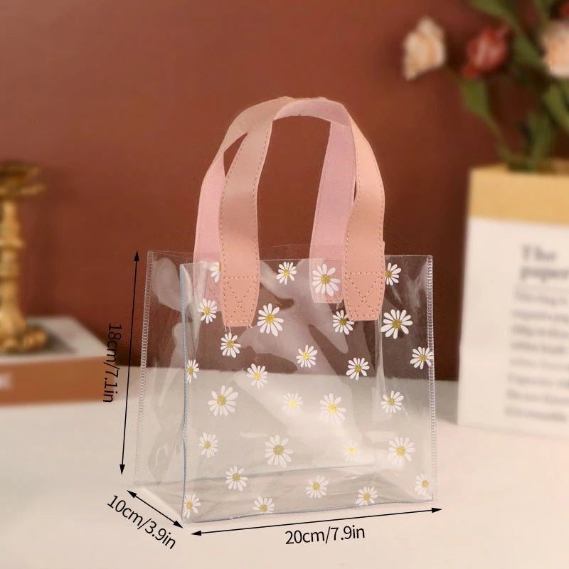 1-20pcs Transparent Bag Candy Bags Daisy Printed Gift Package Bag Picnic Storage Bag Mother's Day Wedding Easter Sweets Bags