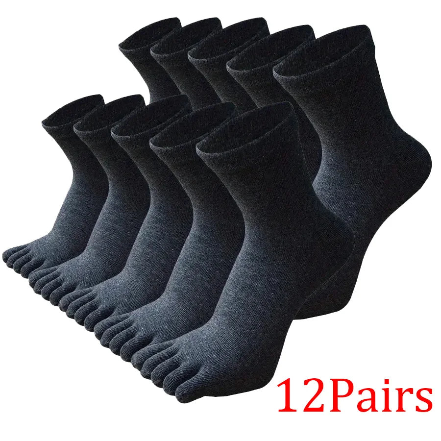 12/5/1pairs Five Finger Socks Pure color Sweat Absorbing Mid Tube Split Toe Socks Toes Socks Sports Tab Socks for Men and Women