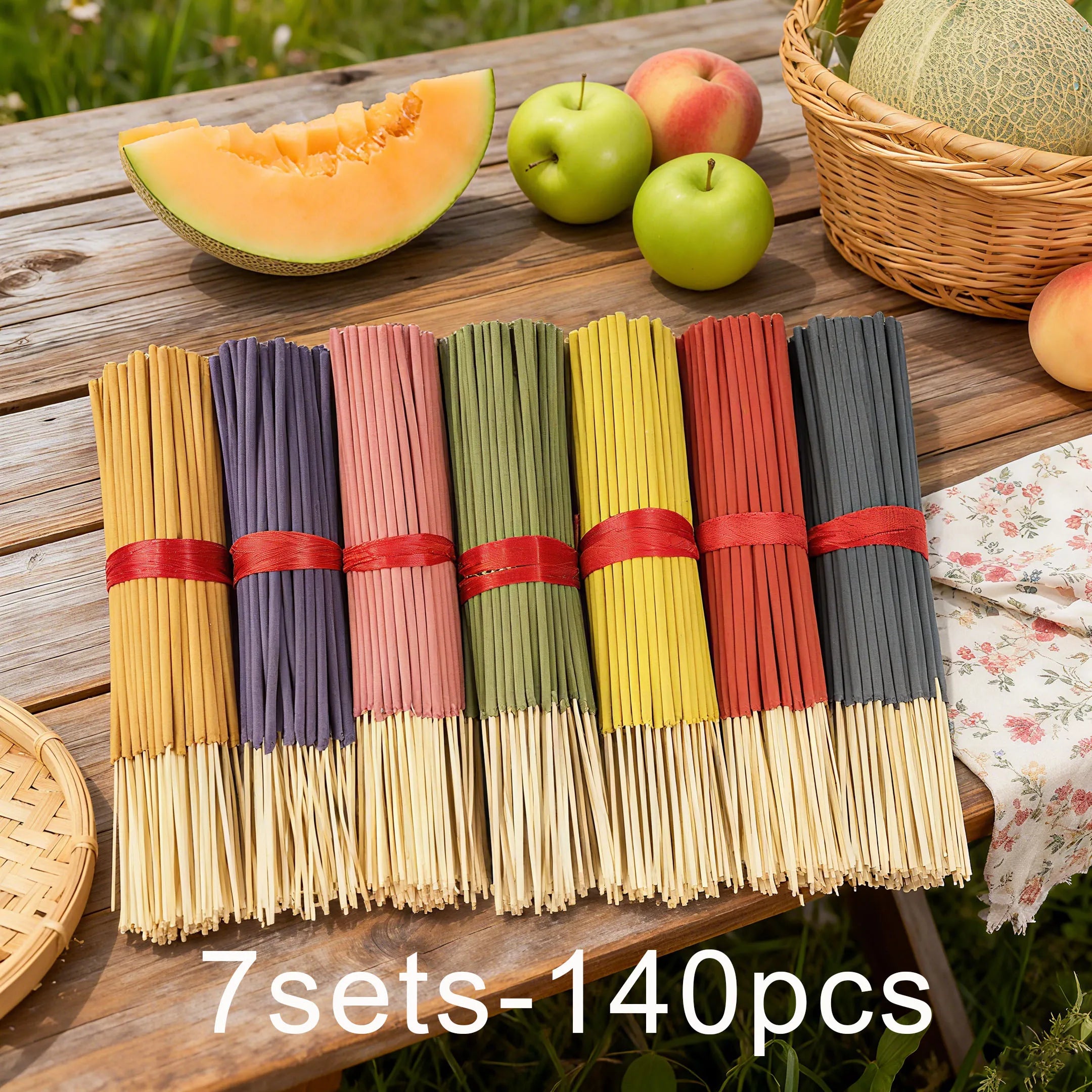 7 Sets of 140 Incense Sticks, Available in Four Seasonal Sets: Rose, Lavender, Sandalwood, Jasmine, Mint, Cherry Blossom, Herbal and Dragon Bloodwood, Each Pack Contains 20 Sticks, Suitable for Home, Office, Yoga, Meditation,