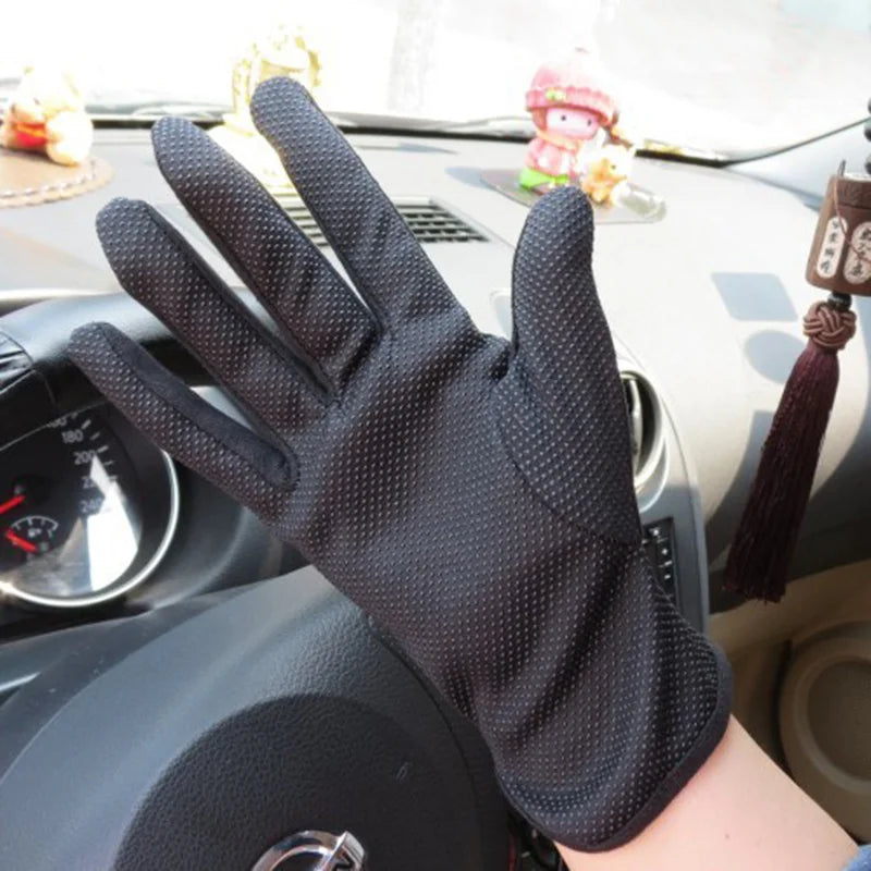 2 Pairs Cotton White Gloves Anti Slip Grip Dotted Men Parade Gloves Black Formal Cosplay Party Costume Driving Gloves Supplies