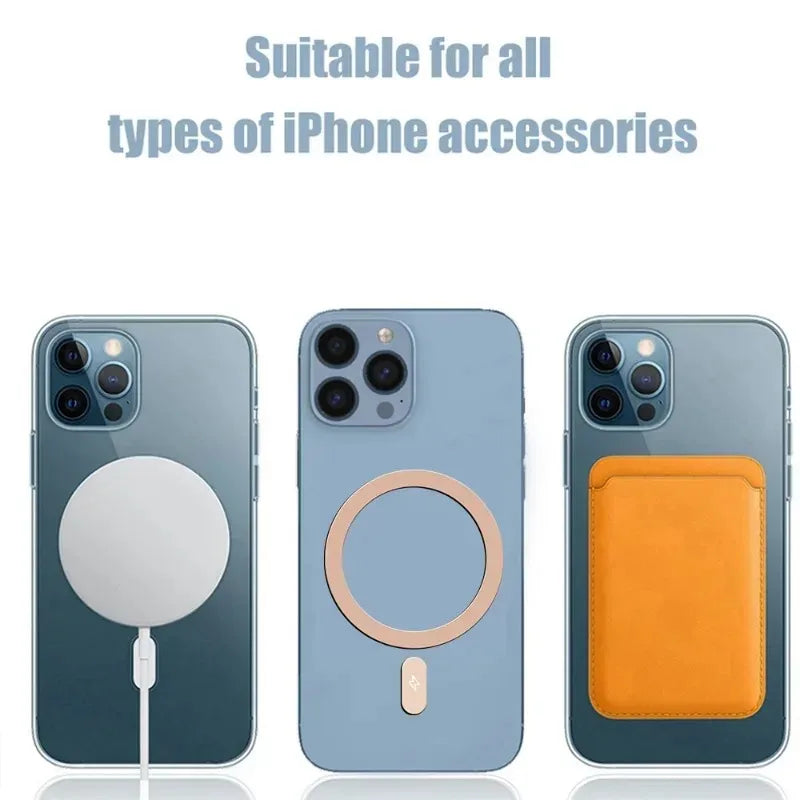 5-1Pcs Universal Metal Plate Ring for Magsafe Magnetic Wireless Charger Iron Sheet Sticker Car Phone Holder for IPhone 15 14 13