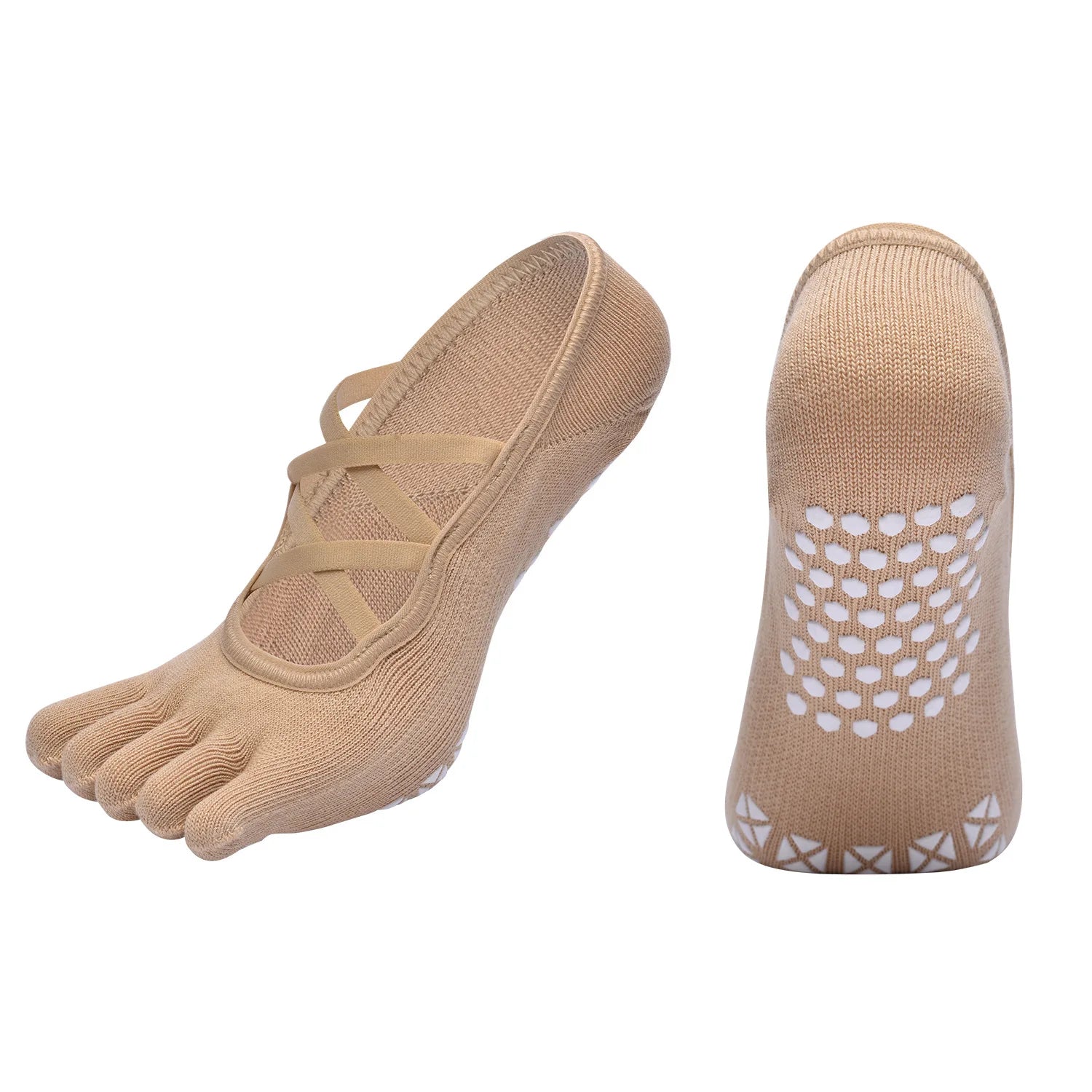 Women Bandage Breathable Pilates Socks Ladies Anti-slip Cotton Backless Sock Five Toes Ballet Dance Fitness Workout Sports Socks
