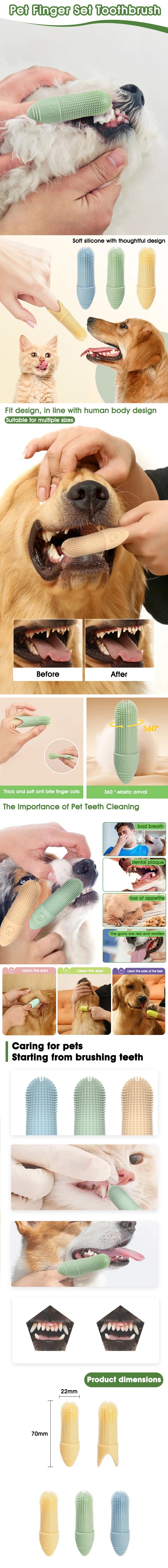 1pcs Dog Toothbrush, 360° Cleaning Finger Toothbrush for Dogs, Food Grade Silicone Dog Finger Toothbrush for Dogs\ Cats Dental