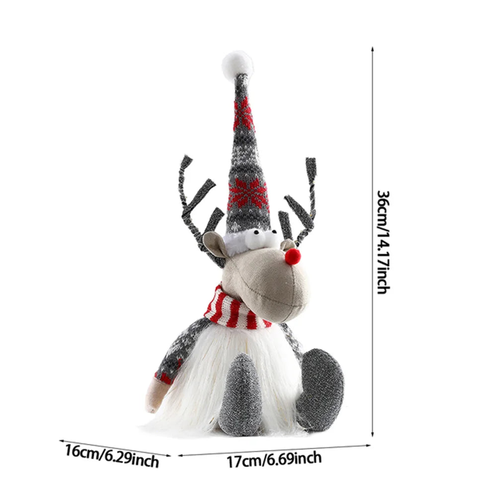 Christmas Large Standing Elk Dolls Navidad Figurine Ornaments With Lights Reindeer For Xmas Kid Gift 2023 New Year Home Decor