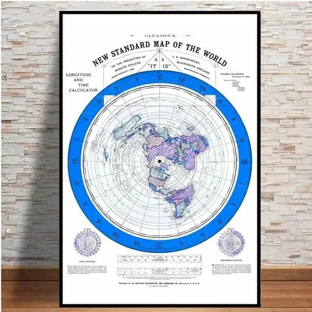 Flat Earth Map Movie World Map Modern Poster Prints Canvas Painting Wall Art Pictures for Living Room Home Decor