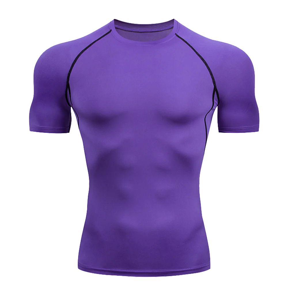 Men's Solid Color Short Sleeved T-shirt Compressed Quick Drying