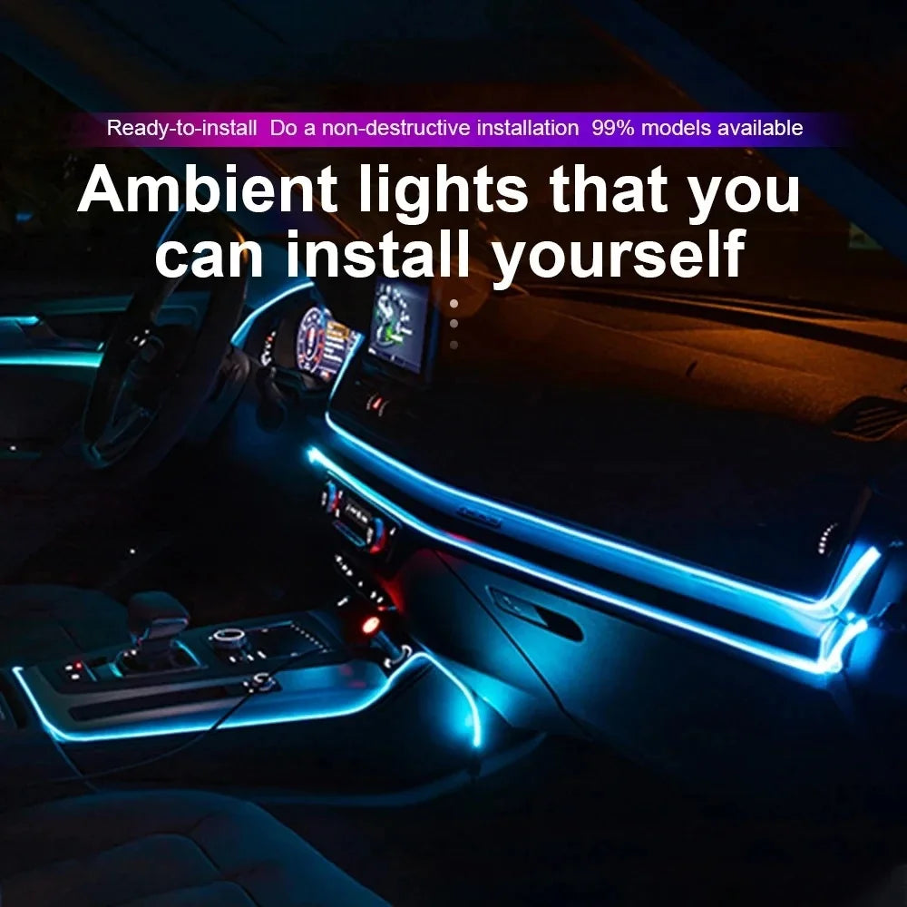 Car LED Flexible Strip Cool Light Fit For Toyota 4Runner 2025-2026, Music Sync Ambient Lamp 256 Colors Dashboard Through-body Light Easy Install Non-Waterproof Car Interior Atmosphere Light