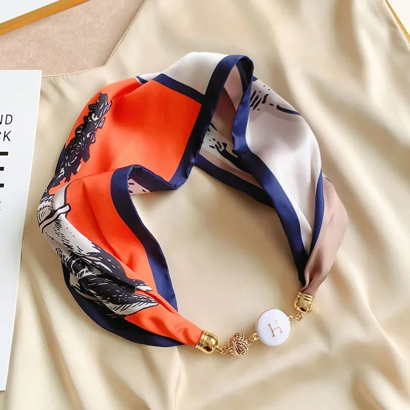 Imitation Silk Scarf Magnetic Buckle Necklace Pendant Wearing Spring and Autumn Cervical Protection for Women