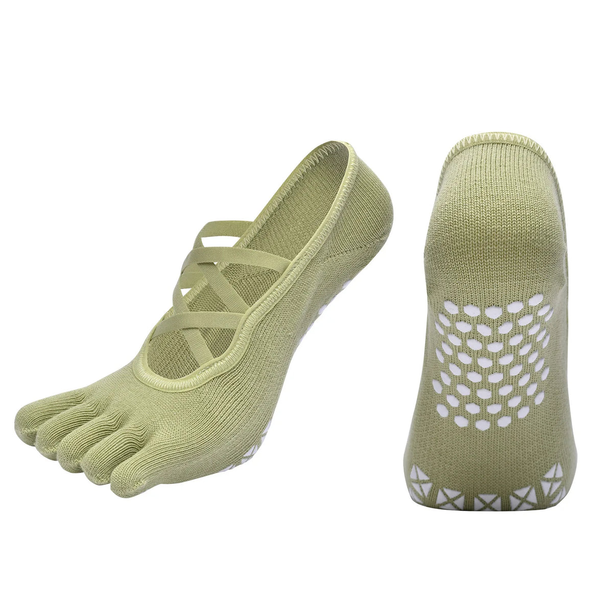 Women Bandage Breathable Pilates Socks Ladies Anti-slip Cotton Backless Sock Five Toes Ballet Dance Fitness Workout Sports Socks