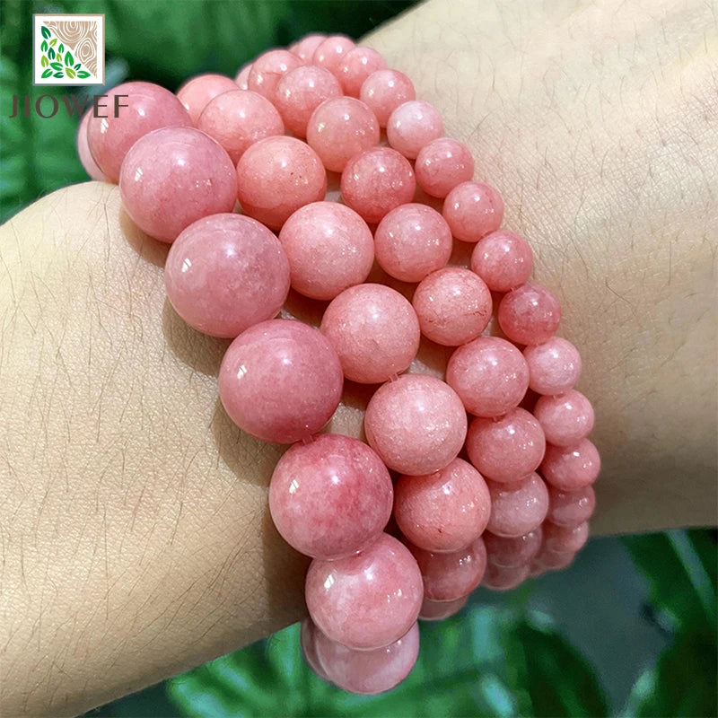 Smooth Light Pink Rose Chalcedony Jasper Beads Natural Stone