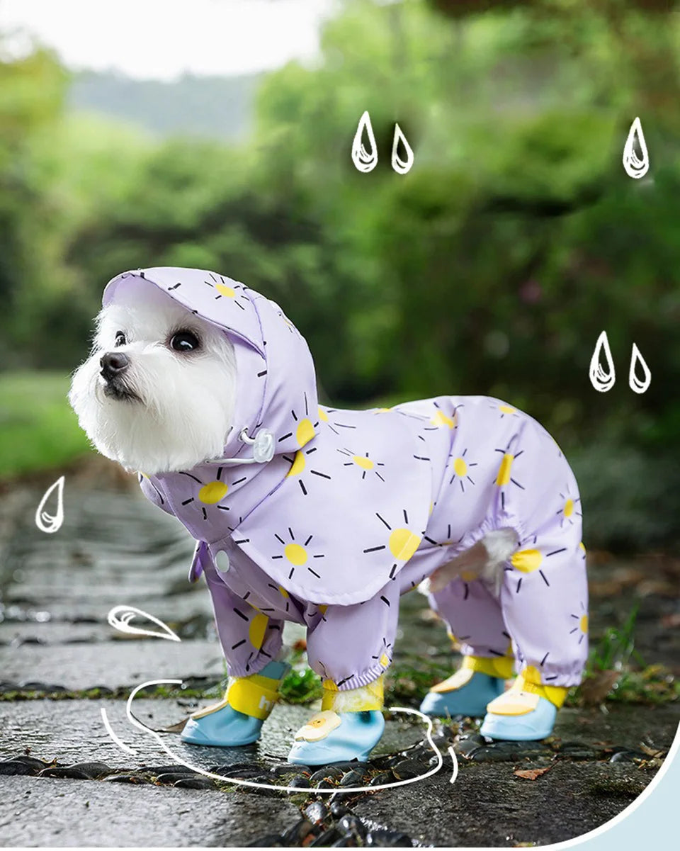 Waterproof Pet Hooded Rain Poncho Pet Puppy Dog Raincoat Colourful Sun Poncho Model Outdoor Walking Dog Rainy Shenqi