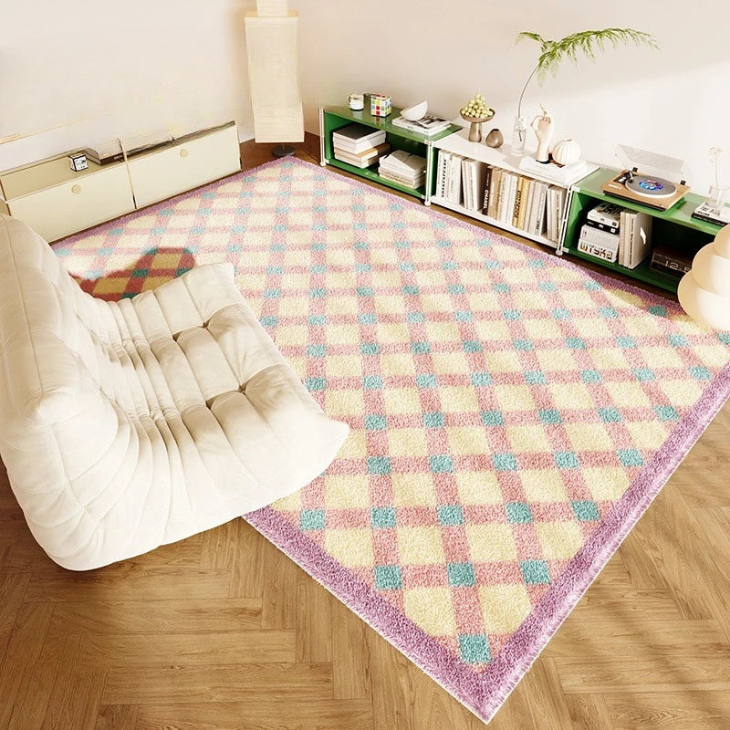 Living Room Carpet Fashion Art Plaid Bedroom Bedside Mat Popular Cloakroom Leisure Area Coffee Table Plush Rugs Ковер Tapis 러그