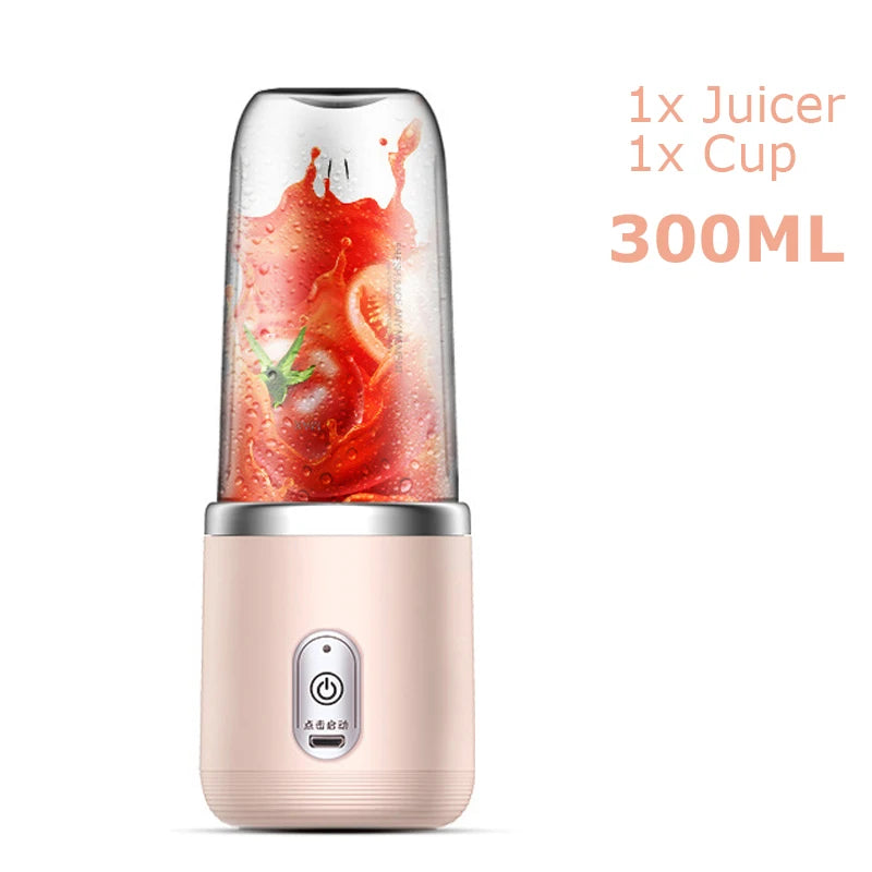Juicer Cup Set Portable Mixer with 6 Blades Mixer Machine Automatic Smoothie Blender Lemon Orange Fruit Squeezer Travel