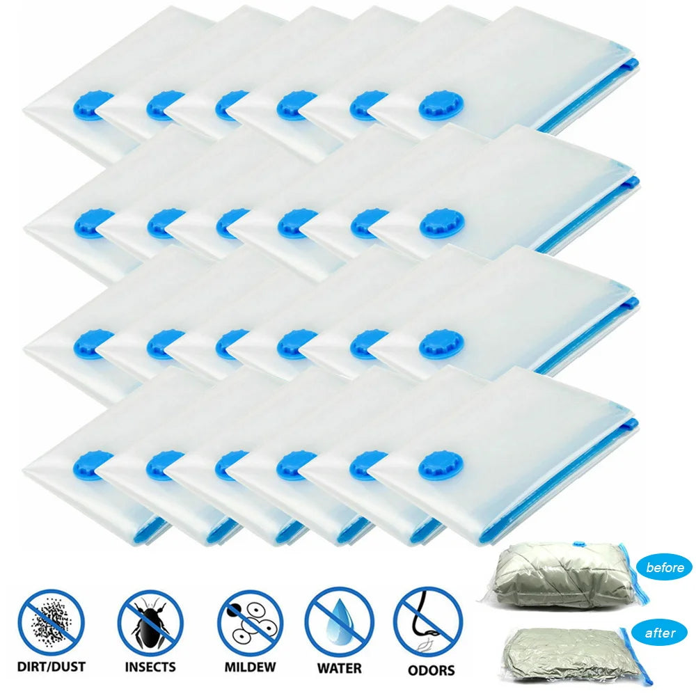 Vacuum Storage Bags Transparent Folding Compressed Space Storage Bag Travel Seal Packet Organizers For Clothes Pillow Bedding