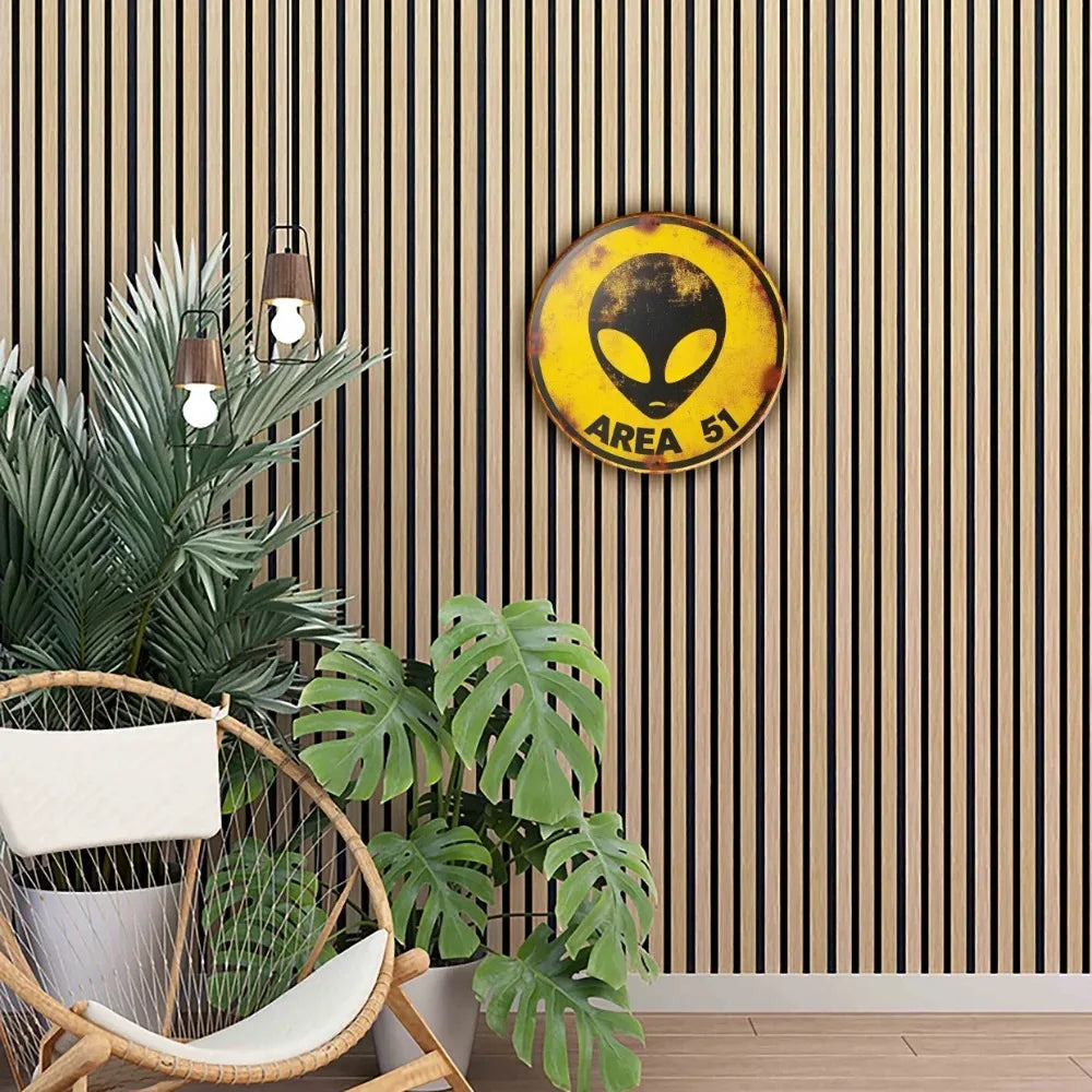 Retro UFO Alien Metal Sign Set Area 51, Vintage Sci-Fi Wall Art Decor for Home Office Bar Club Man Cave Collection