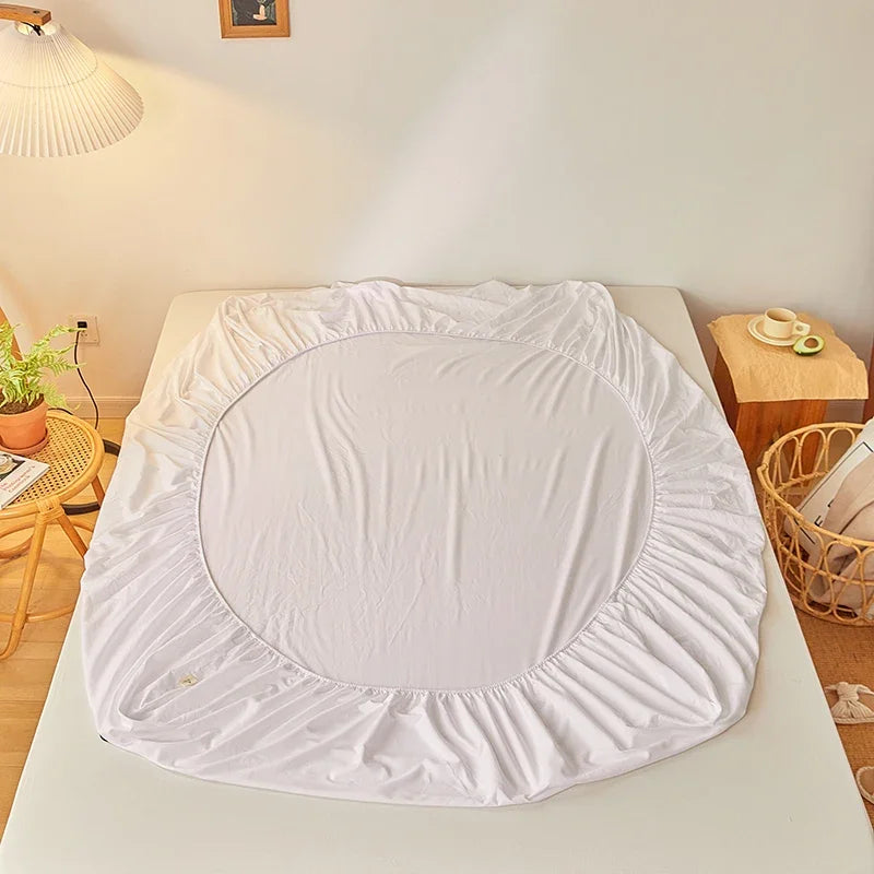 100% Cotton Mattress Covers Air-Permeable Anti-Pull Fitted Sheet No Pillowcase Elastic Bands Non Slip for Single Queen King Bed