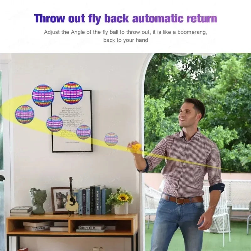 LED Light Up Flying Orb Boomerang Toys Magic Hover