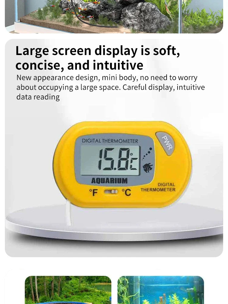 Digital Aquarium Thermometer with Probe Suction Cup Fish Tank Water Electronic Thermometer Measurement Degrees Celsius ℃