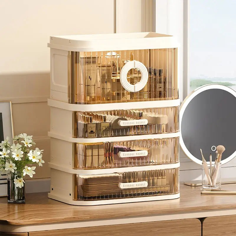 1 pcs Folding storage box, cosmetics desktop dressing table, lipstick and skin care products, large-capacity storage rack