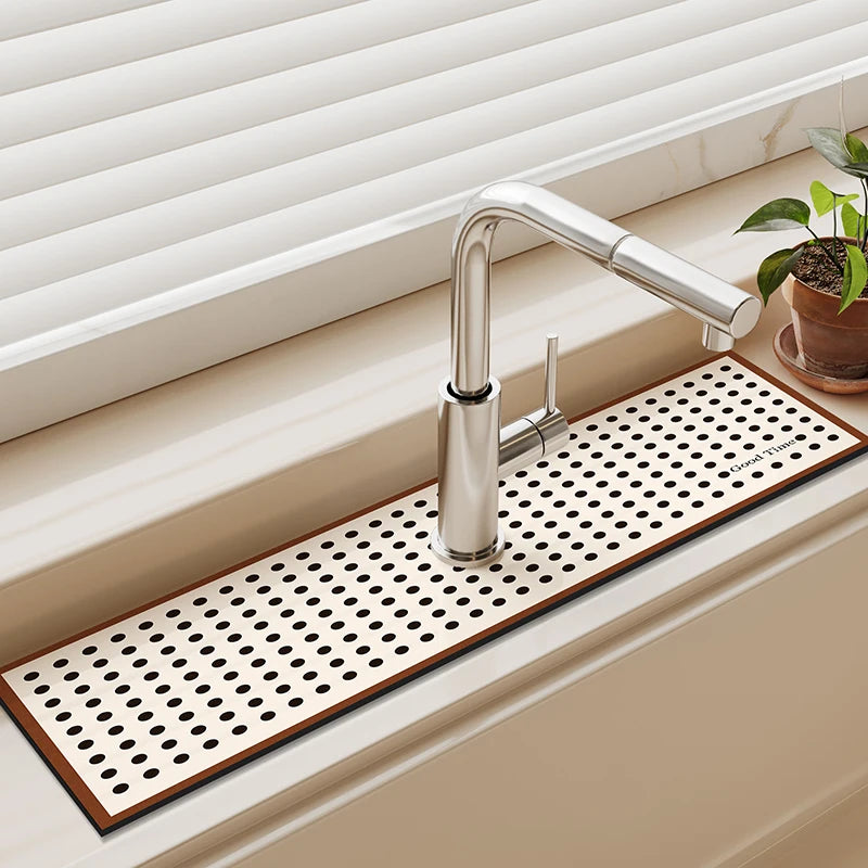 Kitchen Sink Faucet Mat Absorbent Faucet Splash Guard Drain Pad Bathroom Countertop Protector Diatomite Faucet Rug Washable