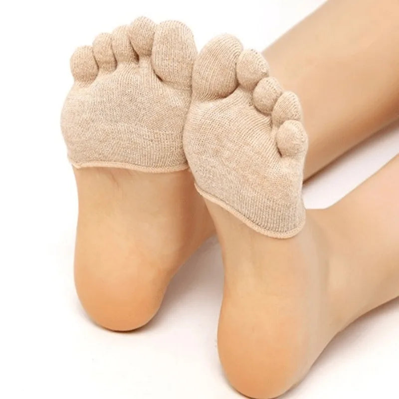 Summer Half Palm Five Fingers Socks Invisible Thin High Heel Front Foot Open Toe Socks Women Shallow Sandals Split-Toe Sock