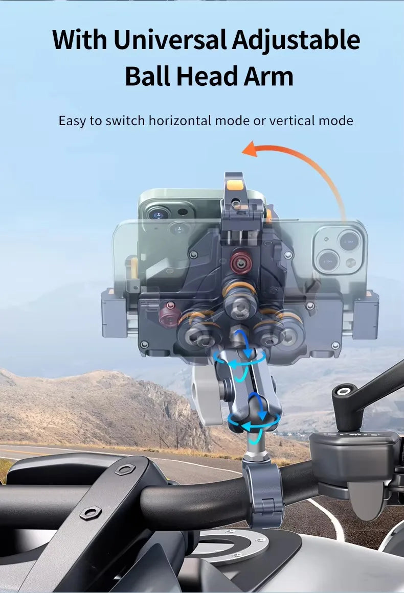 Metal Shockproof Motorcycle Phone Holder 4 Vibration Dampener 15W Wireless Charger Fast Charging Motorbike Bicycle Bike Stand