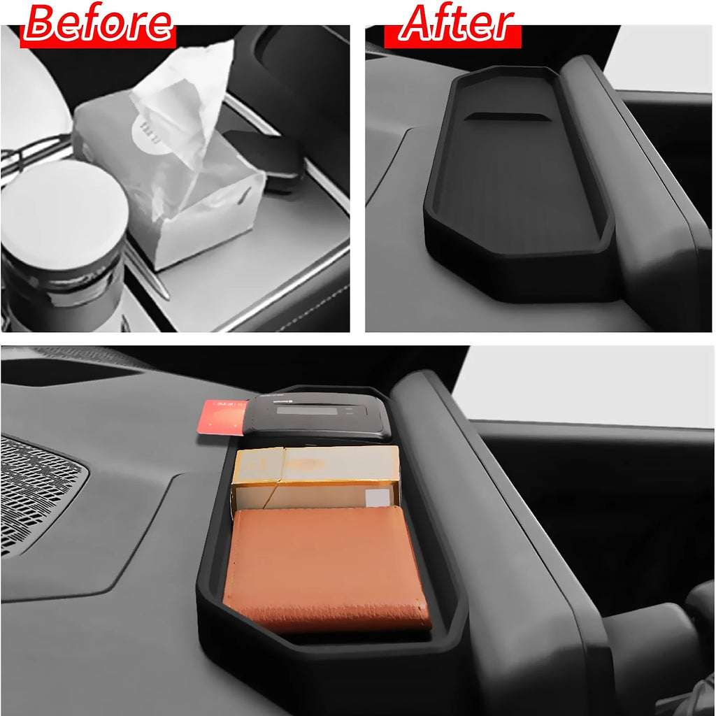 Car Armrest Storage Box Lower Center Console Organizer Cup Holder Storage Box Wireless Charger Panel Mat For KIA EV9 2024 2025