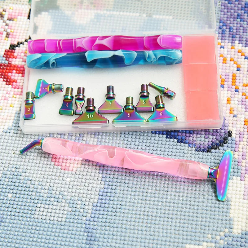 HOMFUN 22 Piece Diamond Painting Art Pen Kit: Ergonomic Comfort Grip, Precision Steel Tips Roller & Clay in Gift Box, Ideal DIY