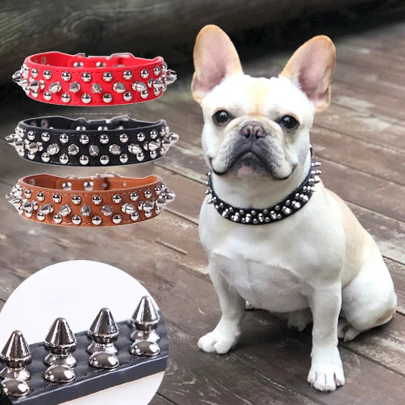 Adjustable Leather Pet Dog collar Neck Strap Supplies PU