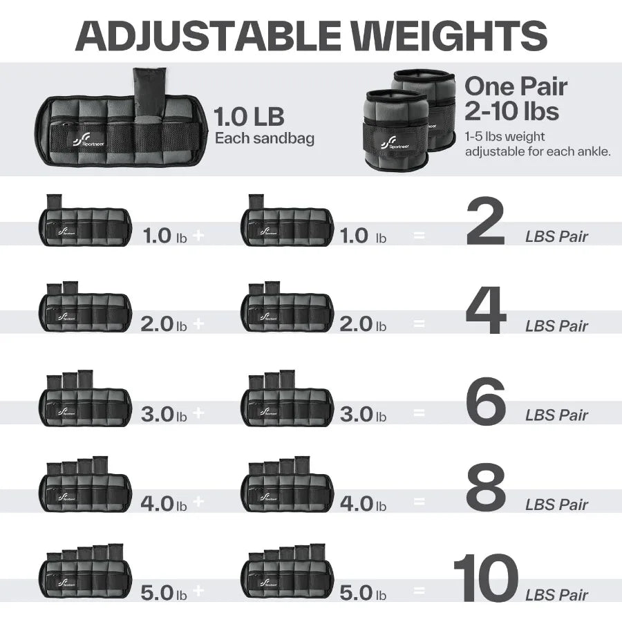 Adjustable Ankle Weights 1 Pair 2 4 6 8