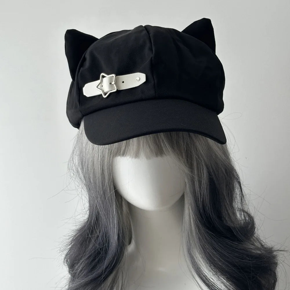 Y2K Cat Ears Lolita Beret Hat Harajuku-Inspired Gothic Steampunk