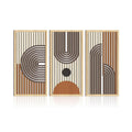 3pcs Bohemian Style Hollow Wooden Wall Art Abstract Geometry Decorative Pieces for Bedroom Living Room Dining Room Porch