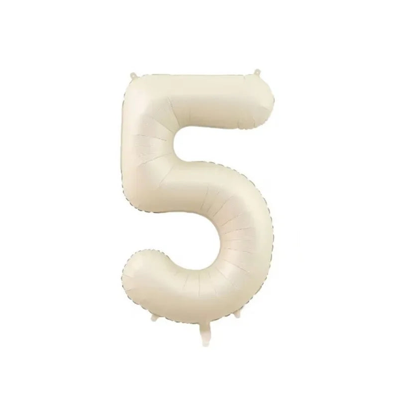 10/5/1Pc Brown Beige Cream 18inch Heart Balloons Cream Number Balloons 1 2 3 4 5 6 Birthday Number Foil Balloon Helium Air Globo