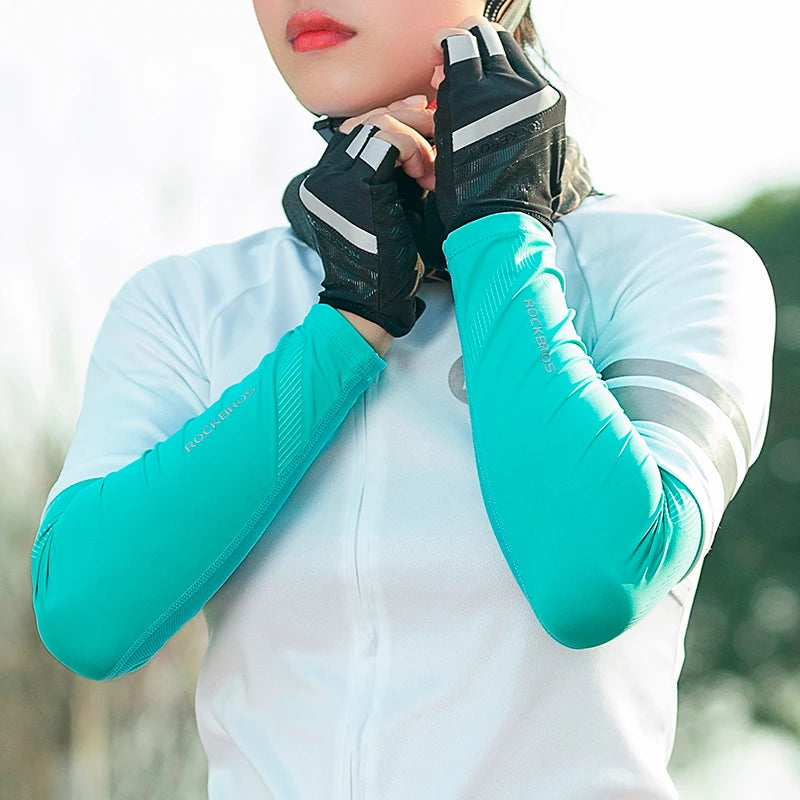 ROCKBROS Ice Silk Cycling Arm Sleeves Breathable Basketball Running