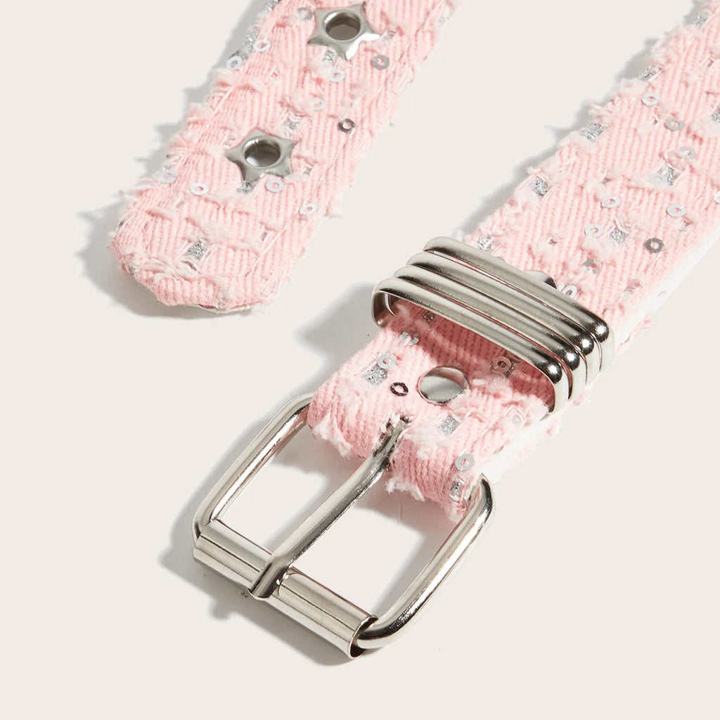Fashion Luxury Belt Black Punk Accessories Pink Denim Girdle