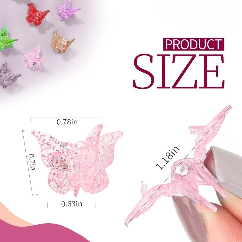 Glitter Mini Butterfly Hair Claw Clips for Girls