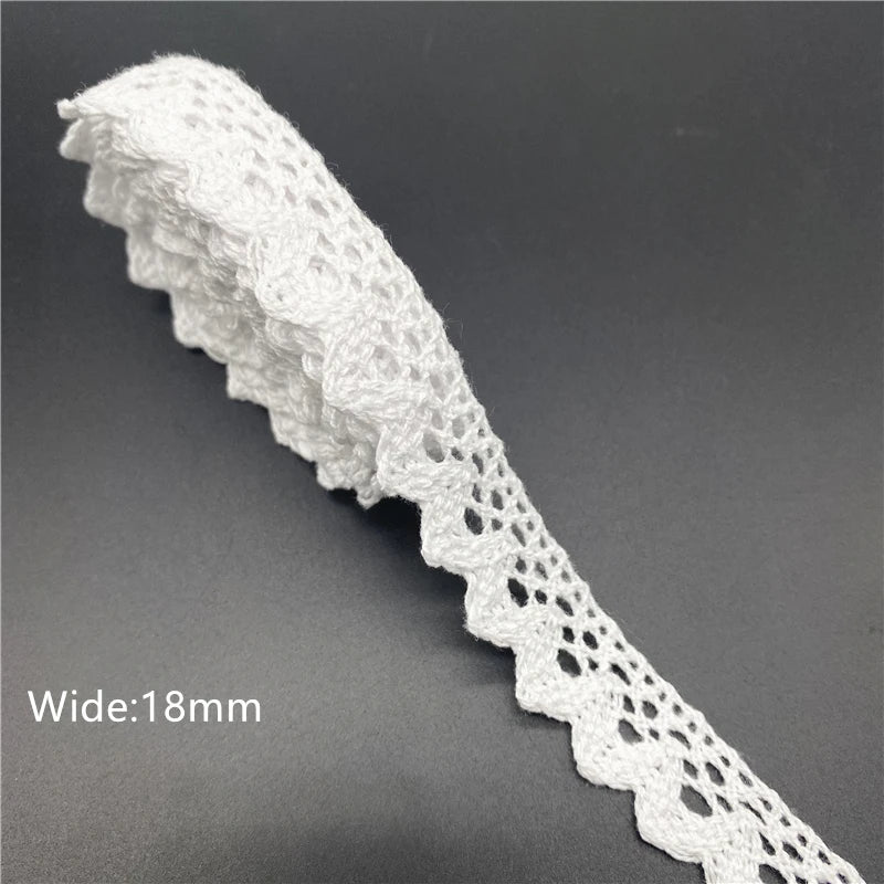 10mm-50mm 2yards White 100%Cotton Lace Ribbon For Apparel Sewing Fabric Trim Cotton Crocheted Lace Ribbon Handmade Accessories